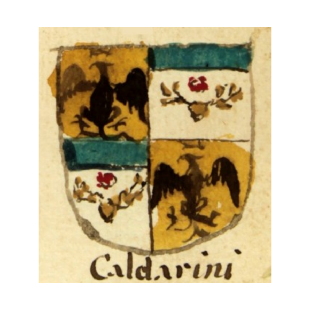 Coat of arms of familyCaldarini, Caldarari,Caldararo