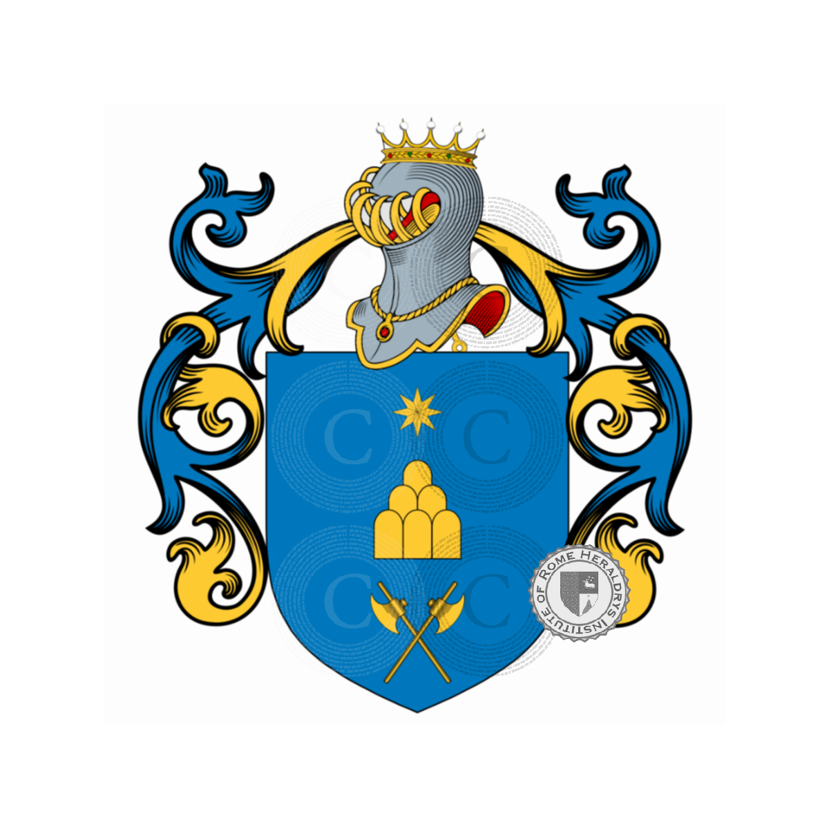 Coat of arms of familyFabbrini, Ciabattini,Fabbrini del Drago,Fabbrini del Lion Rosso,Fabbrini della Scala,Fabrini,Fabrini delle Stelle,Fambrini