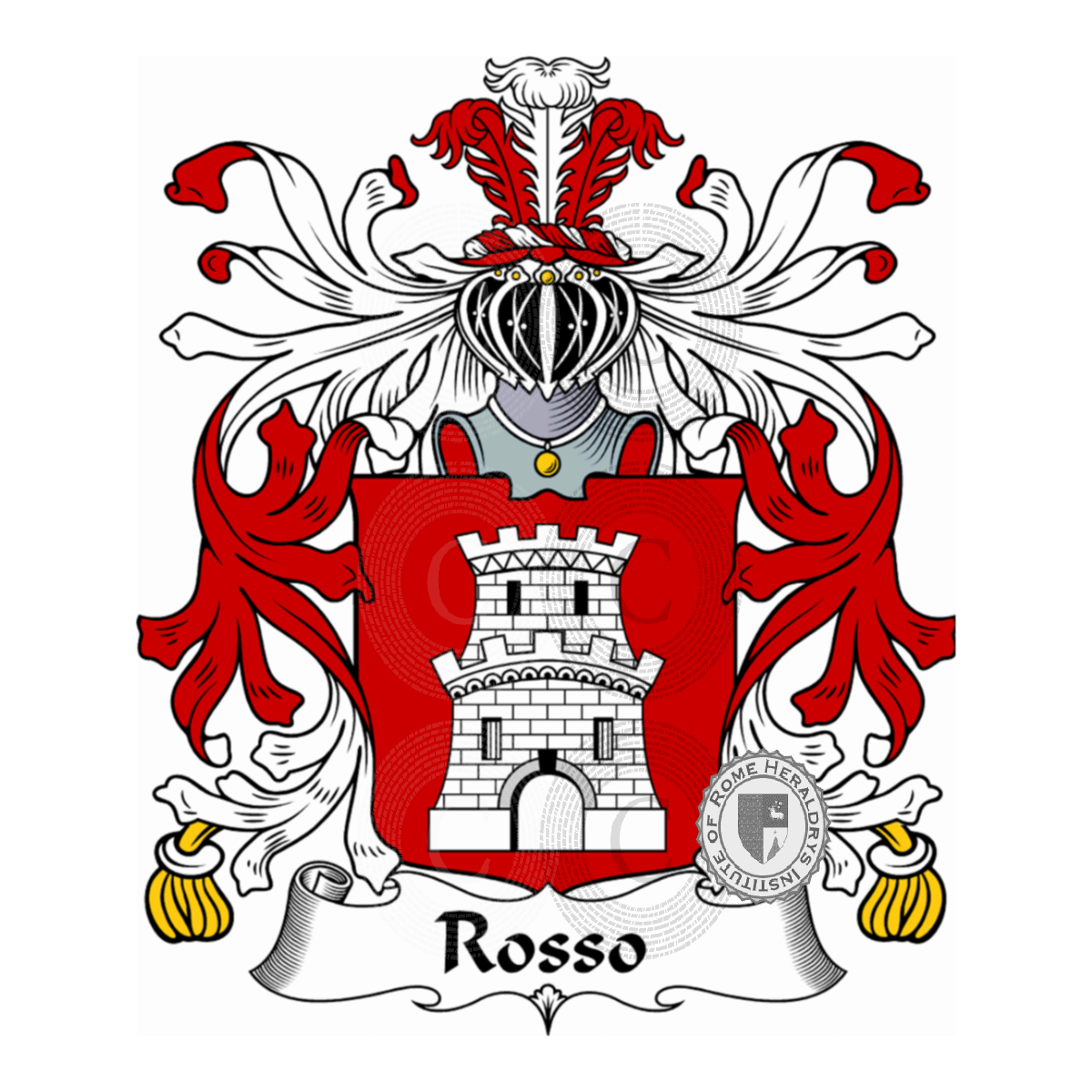 Coat of arms of familyRosso, Rossi,Russo