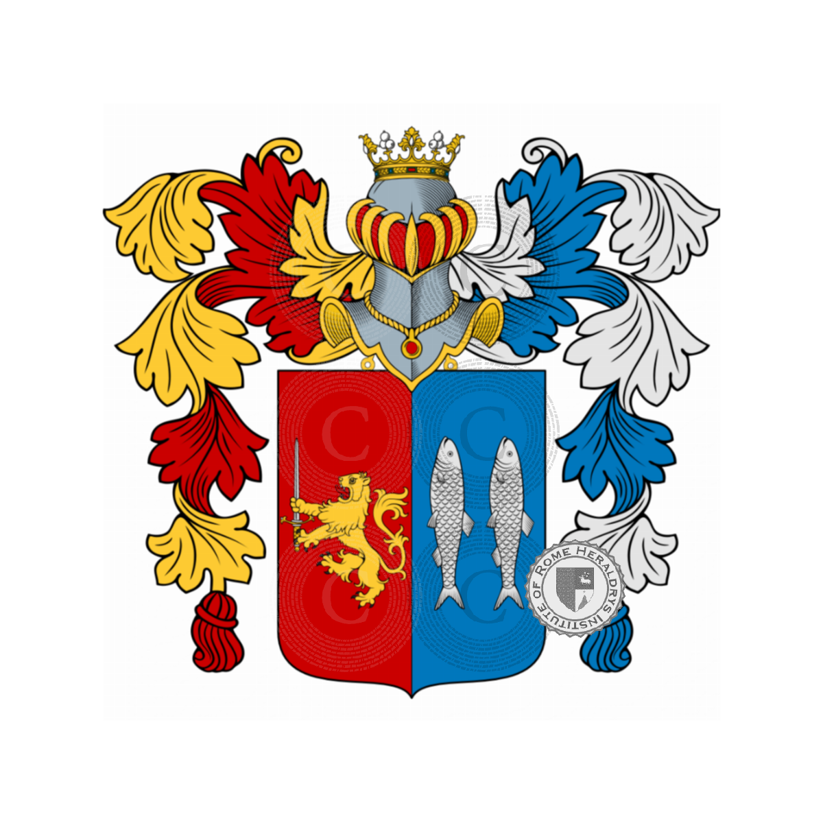 Coat of arms of familyMancini, Bernardino il Mancino,Mancini del Lion Rosso,Mancini di Lorenzo,Mancino