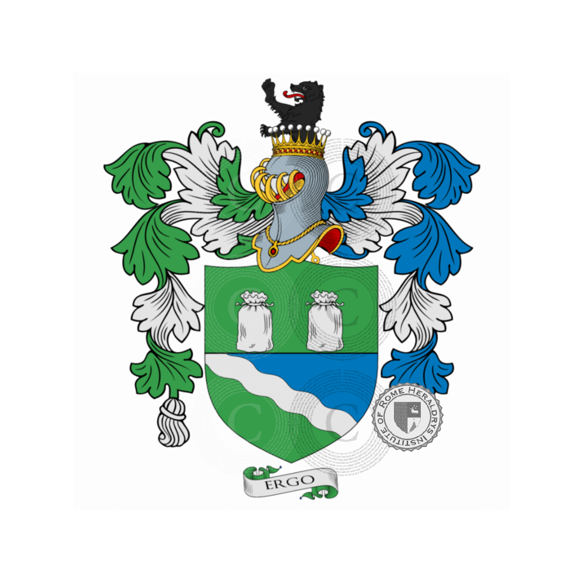 Wappen der FamilieSacchi, Sacchi del Lion Bianco