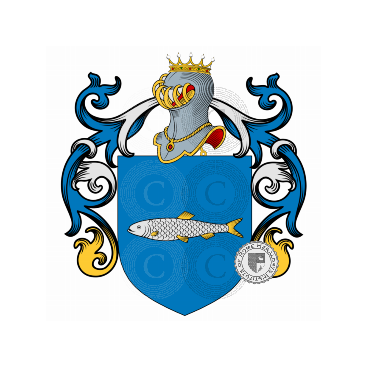 Wappen der FamiliePescatori, Pescatore,Piscator