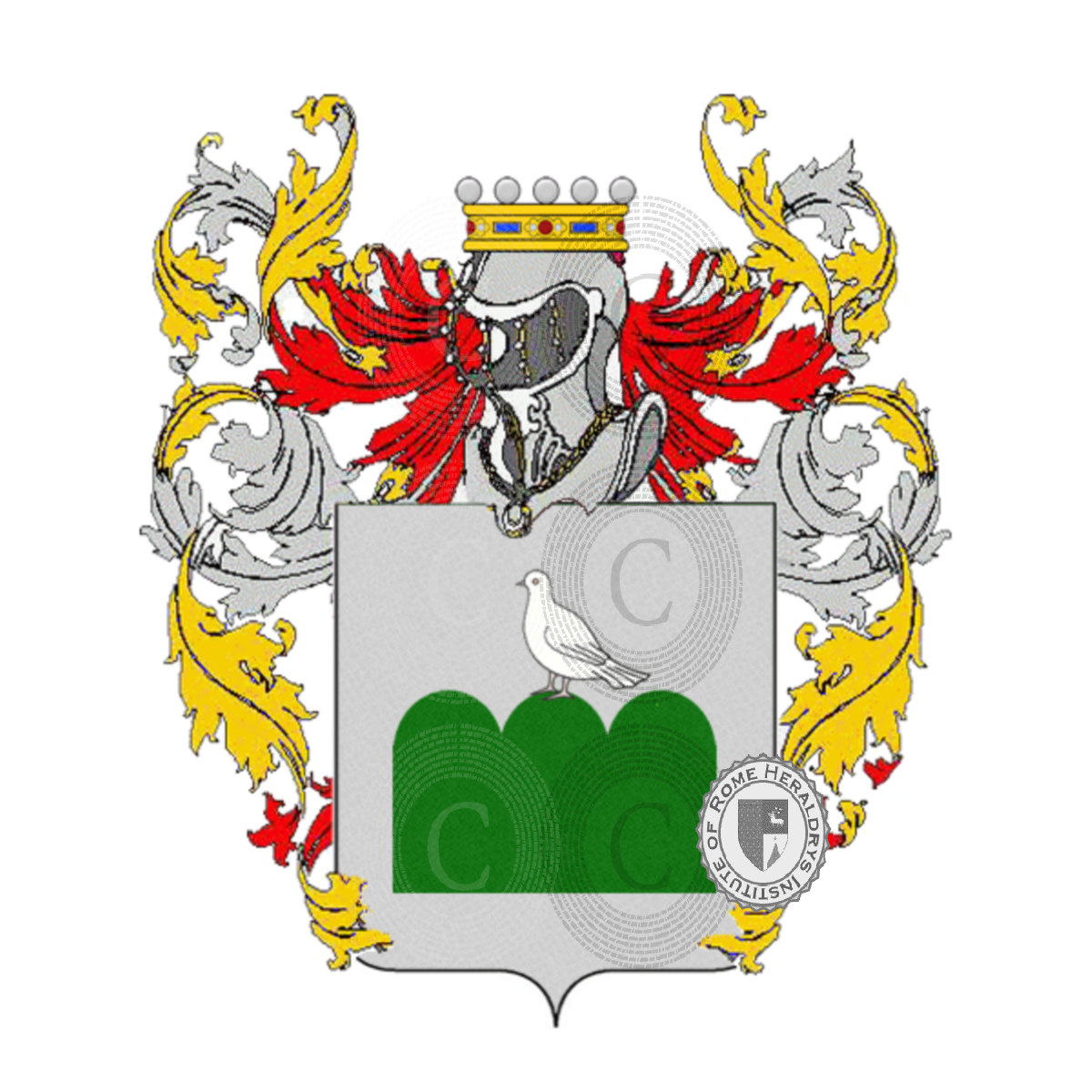 Coat of arms of familyBorgo, Ciliagio,Correggiai,dal Borgo,Grulli
