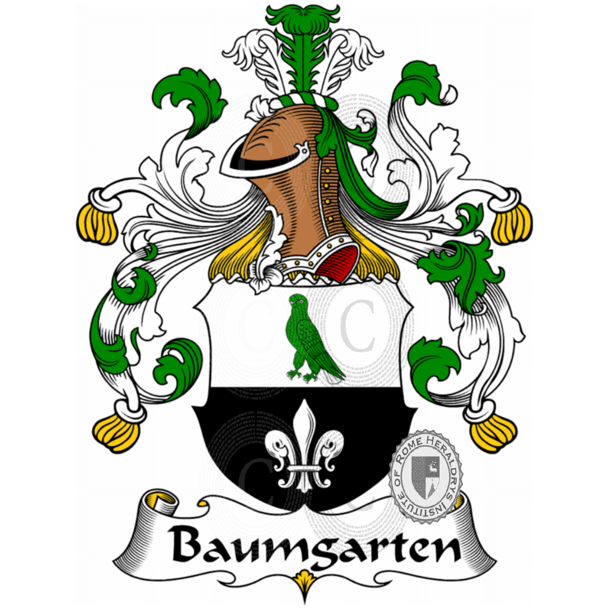Coat of arms of familyBaumgarten, Baumgarten de Hopfstein,Baumgarten-Crusius,Baumgarter,Baumgarth,Baumgärtl,Boomgaarden,Paumgarten