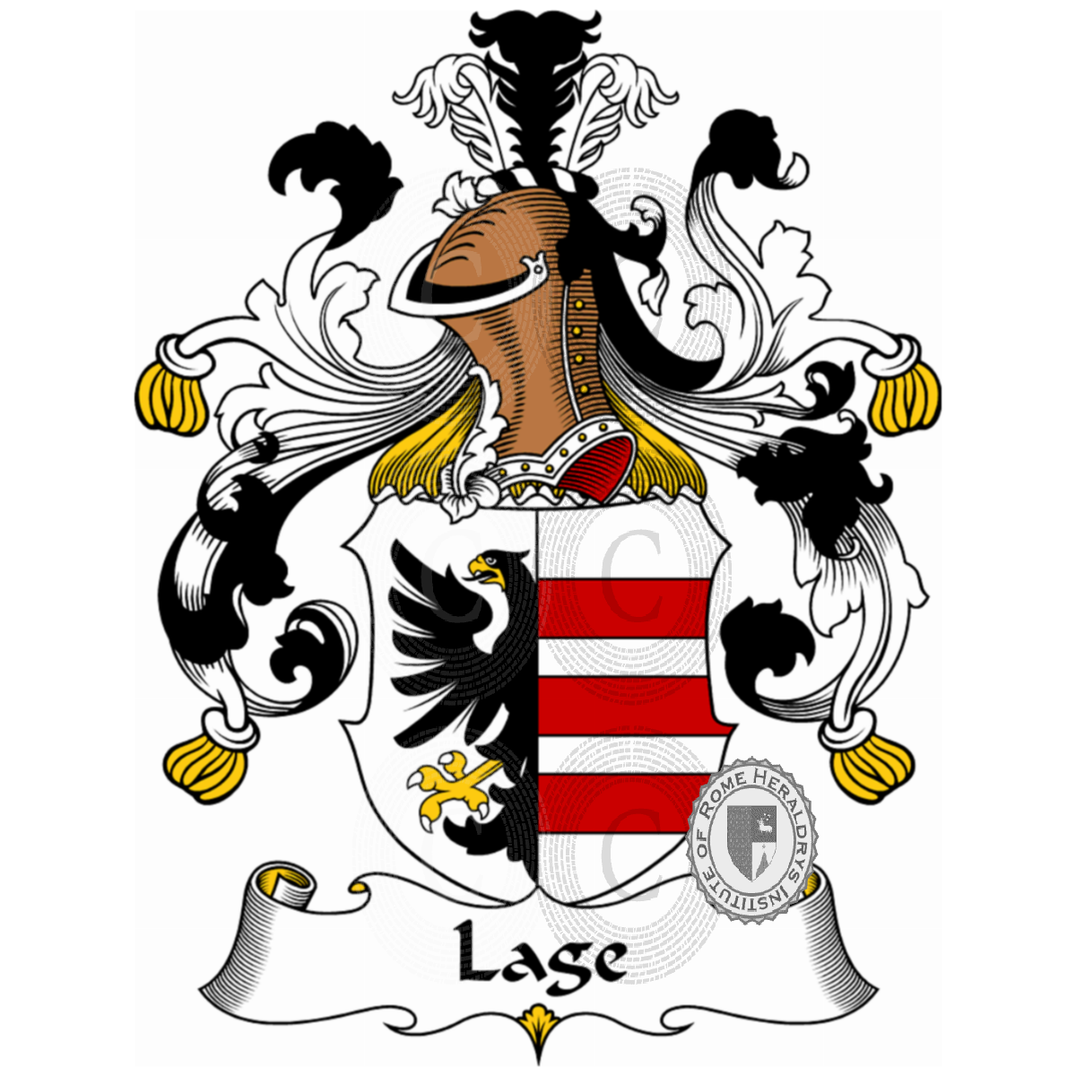 Escudo de la familiaLage  (von Der), de l'Age,de Lage,l'Aage,Lâge,van der Lage,von Der Lage