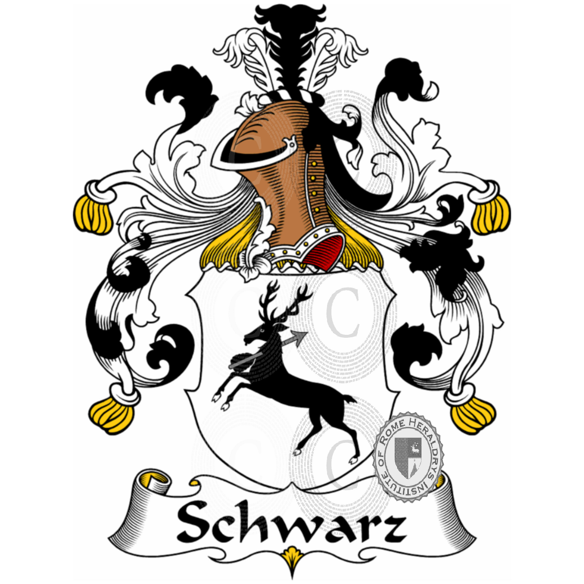 Brasão da famíliaSchwarz, Schwarz auf Artelshofen,Schwarz-Jacobine,Schwarzach de Wagenhausen