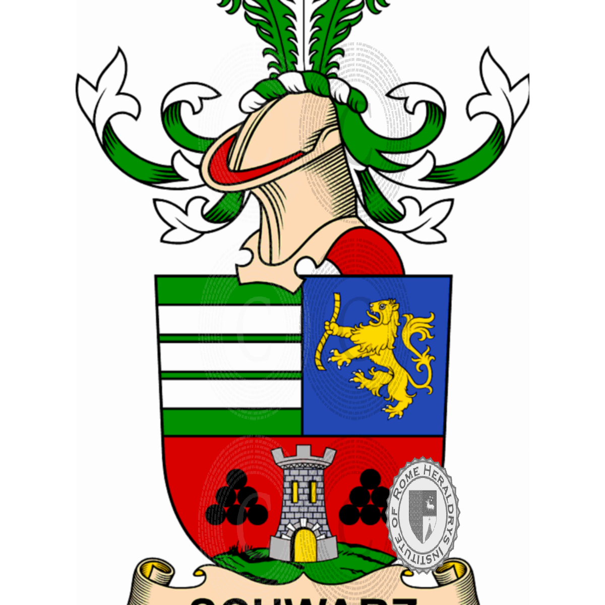 Coat of arms of familySchwarz, Schwarz auf Artelshofen,Schwarz-Jacobine,Schwarzach de Wagenhausen