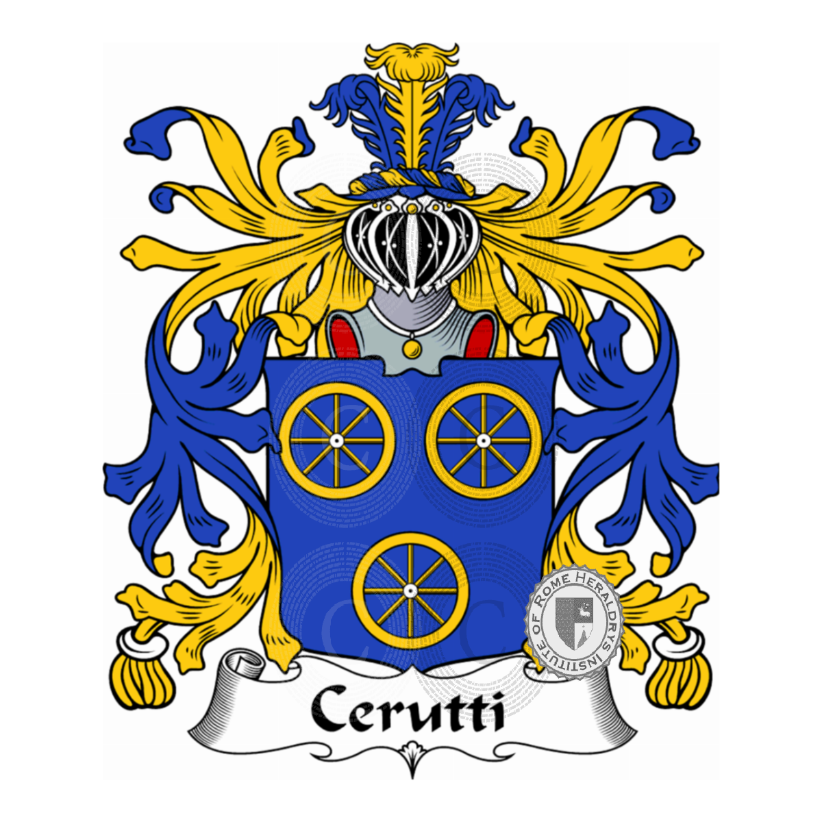 Coat of arms of familyCerruti, Cerrutti,Cerù,Ceruti