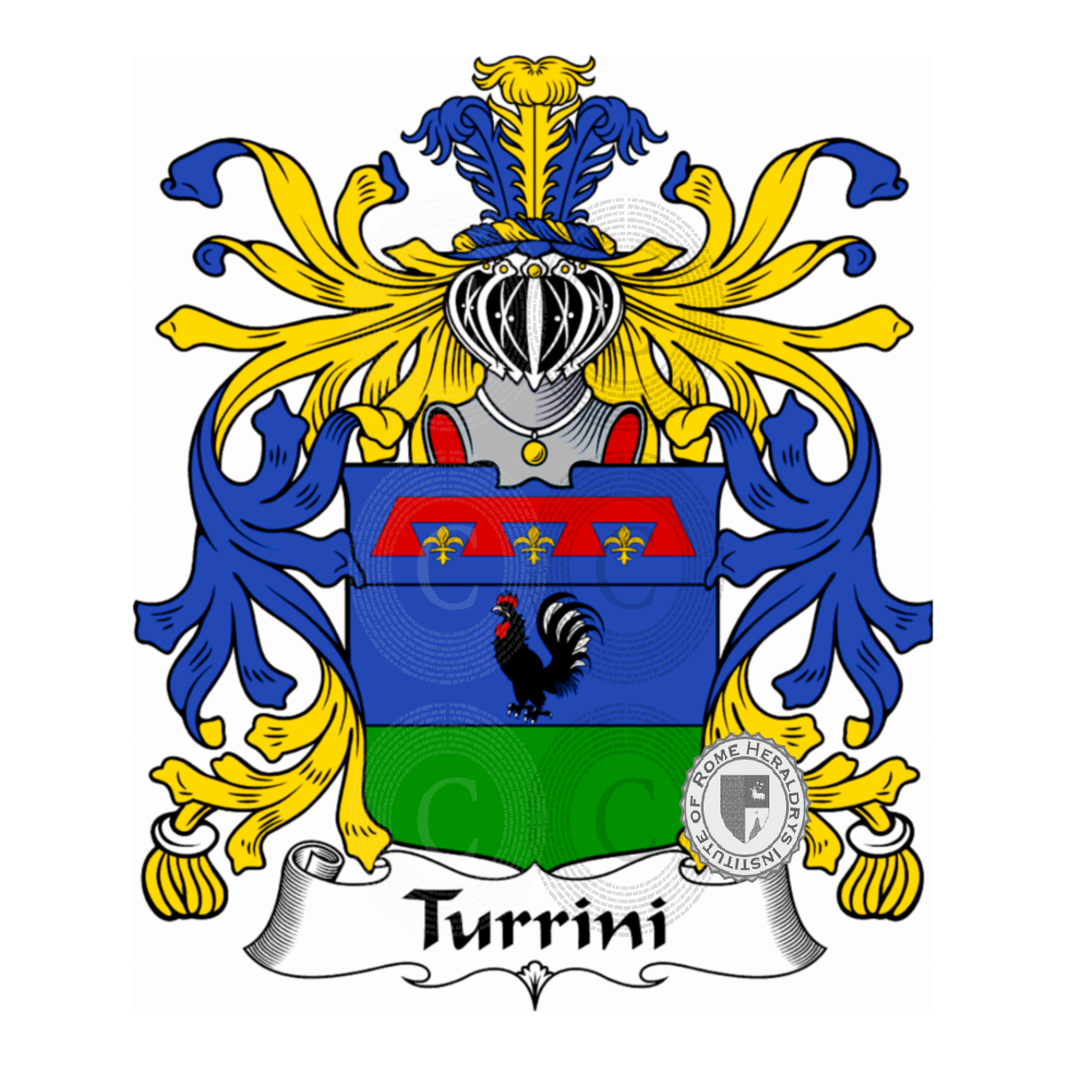 Escudo de la familiaTurrini, Ardenghi,De Thurin,Turin,Turina,Turini,Turino