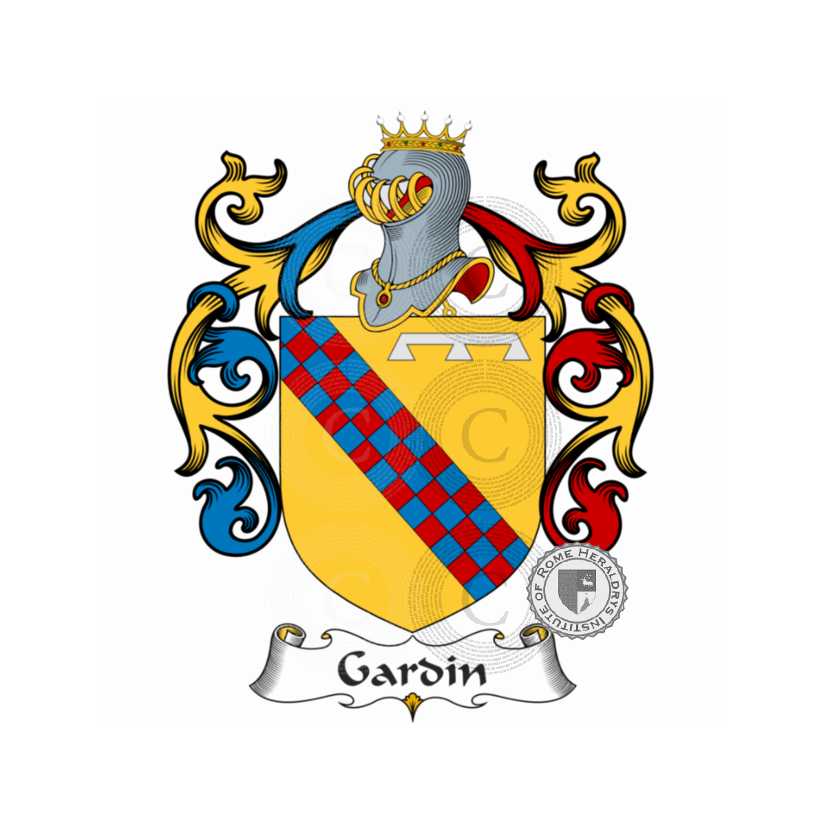 Escudo de la familiaGardin, du Gardin,Gardi,Gardin de Boishamon,Gardin de Lapillardière