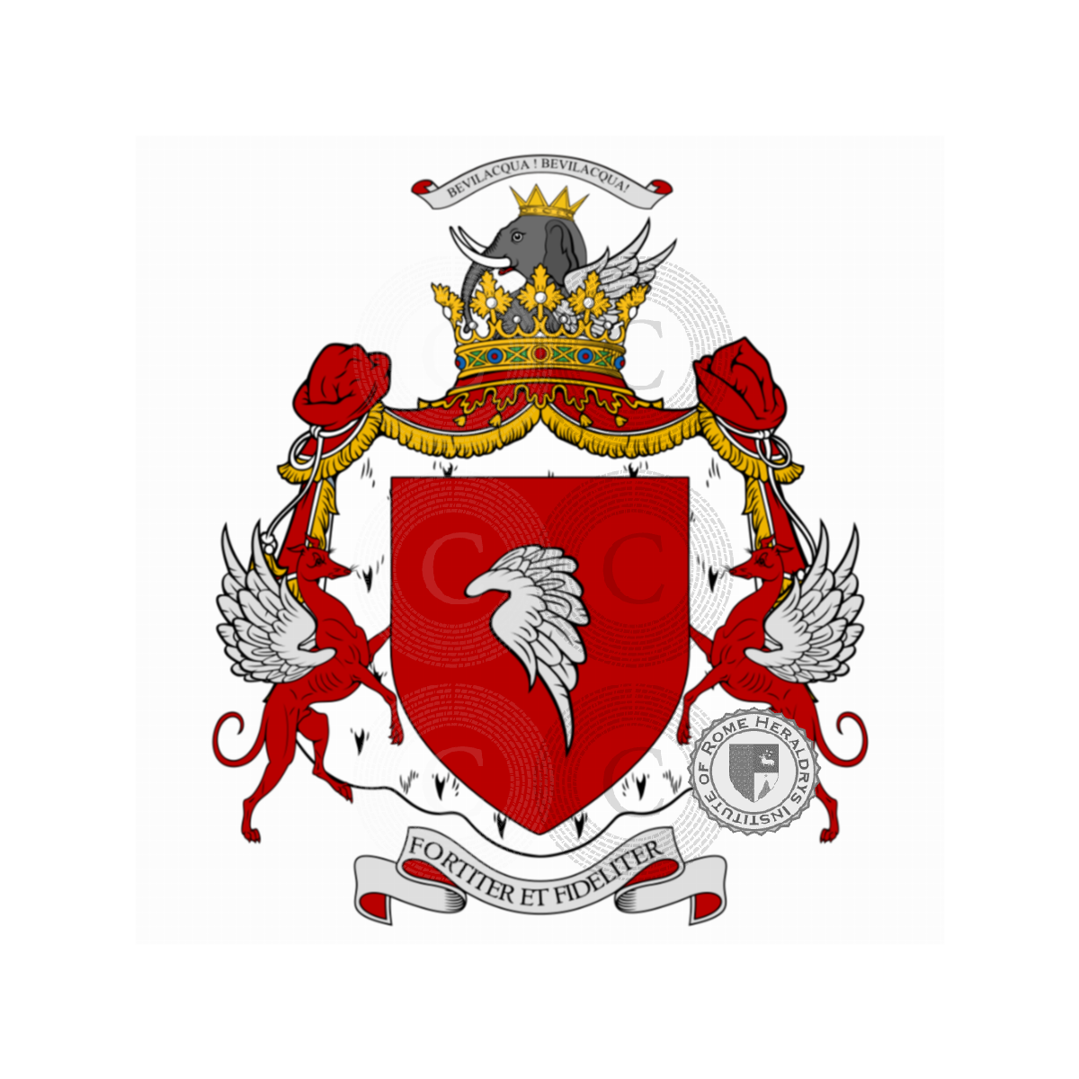 Escudo de la familiaBevilacqua, Bevi Laqua,Bevilacqua