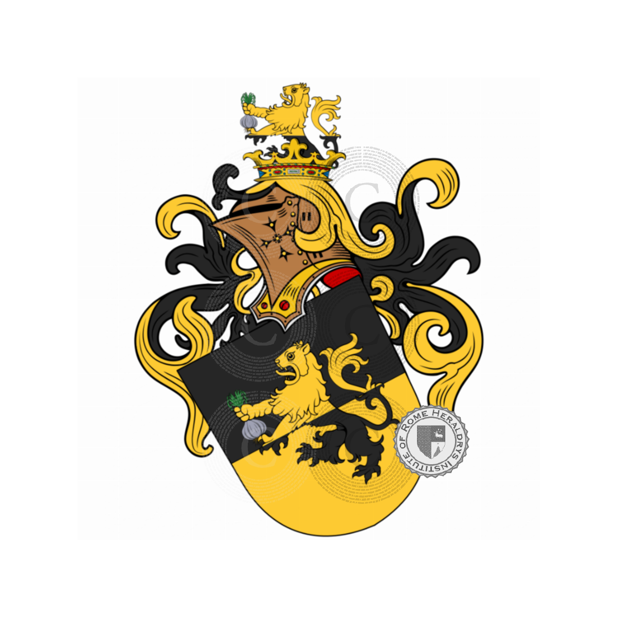 Escudo de la familiaKnobloch, Chnobolohe,Knoblauch,Knoblich,von Droste