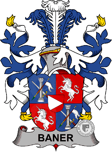 Coat of arms of family Baner   ref: 38675