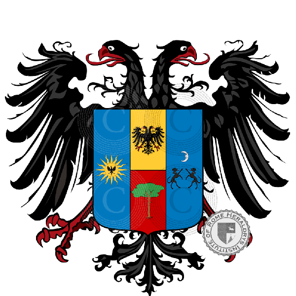 Coat of arms of family Frascaroli Calvino Bajardi