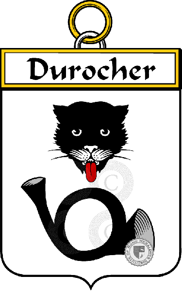 Coat of arms of family Durocher (Rocher du)