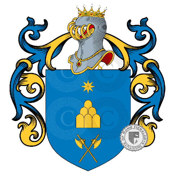 Coat of arms of family Fabbrini, Fabbrini dagli Aranci, Fabrini   ref: 20250