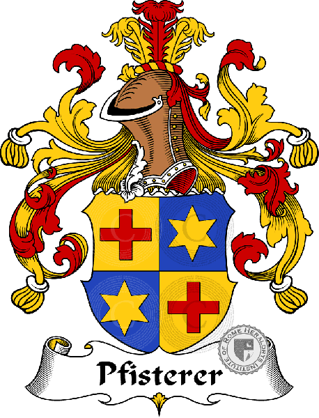 Coat of arms of family Pfisterer   ref: 31556