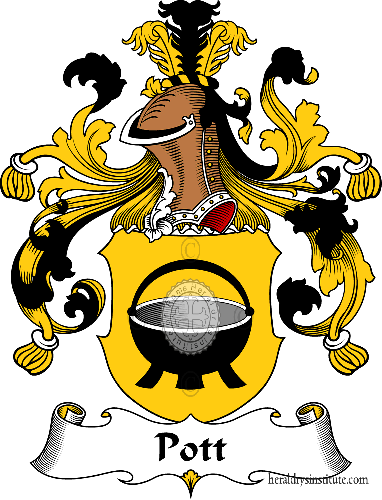 Coat of arms of family Pott   ref: 31581