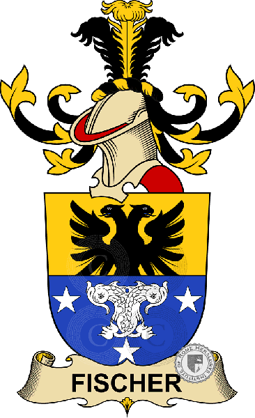 Coat of arms of family Fischer (Von See)   ref: 32333