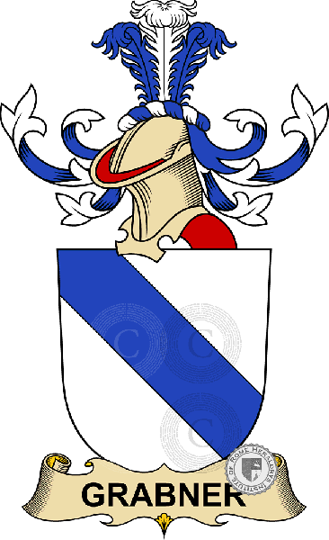 Coat of arms of family Grabner (de Rosenberg)   ref: 32374
