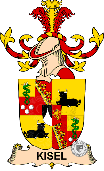Coat of arms of family Kisel (de Kattenbrunn)   ref: 32495