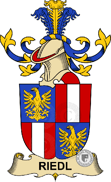 Coat of arms of family Riedl (de Riedelswald)   ref: 32730