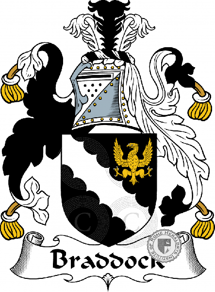 Coat of arms of family Braddock   ref: 54262