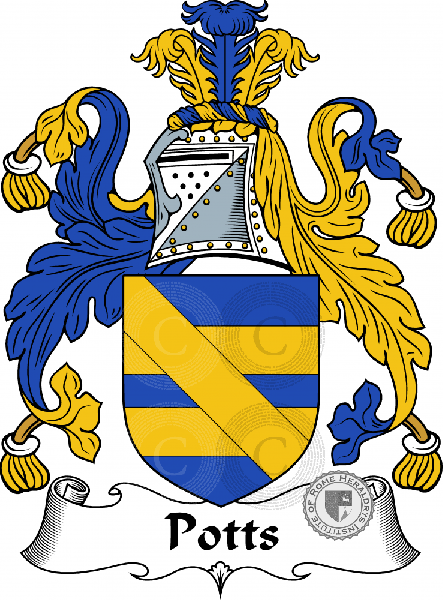 Coat of arms of family Pott, Potts, Potts   ref: 55968