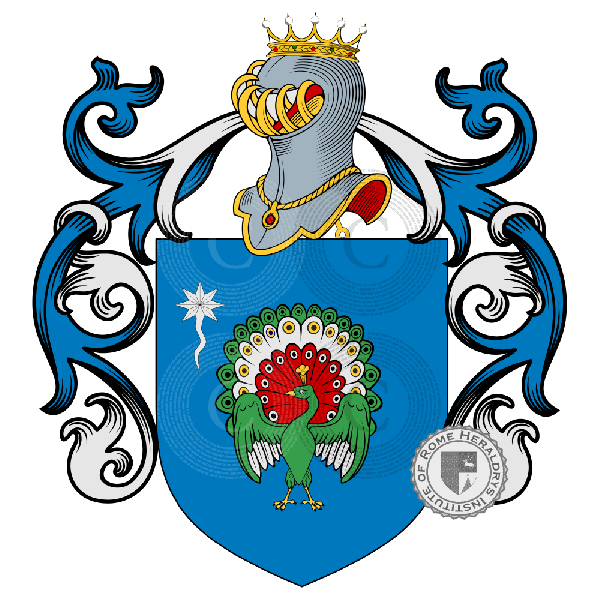 Escudo de la familia Pavone, De Pavoto, Pavo, Pavoni da Fossano